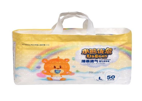 하얀 엠보싱된 상단시트 면 아기는 390*320mm PE 앞 테이프에게 기저귀를 채웁니다
